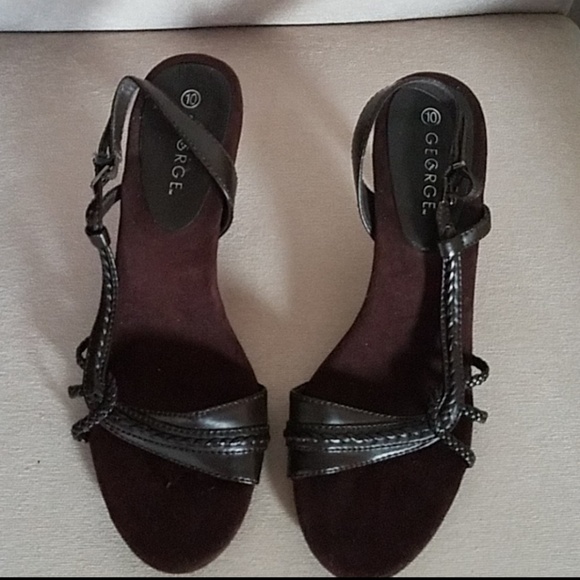 George Shoes - 4 for 25! George - Marroon open toe heels.Size 10